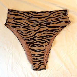 Aerie High Cut Cheeky Bikini Bottom Tiger Print